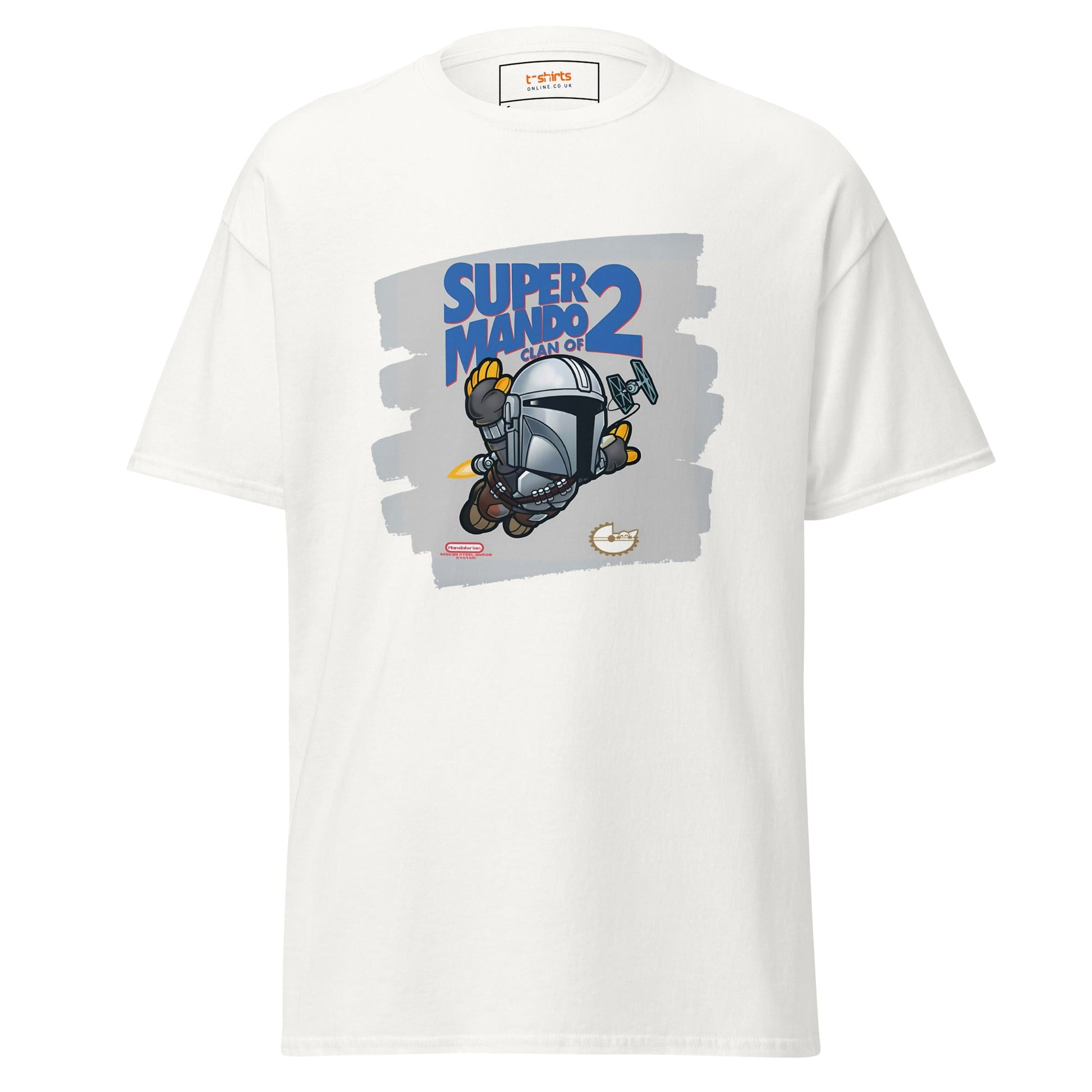Super Mando 2 | Mandolorian Mashup Gaming T-Shirt - White - T-Shirts Online