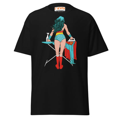 Superhero Ironing T-Shirt – Funny Retro Comic Tee - Black - T-Shirts Online