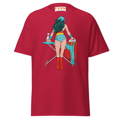 Superhero Ironing T-Shirt – Funny Retro Comic Tee - Cardinal - T-Shirts Online