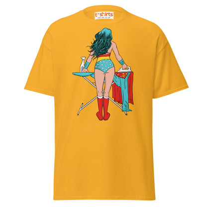 Superhero Ironing T-Shirt – Funny Retro Comic Tee - Gold - T-Shirts Online