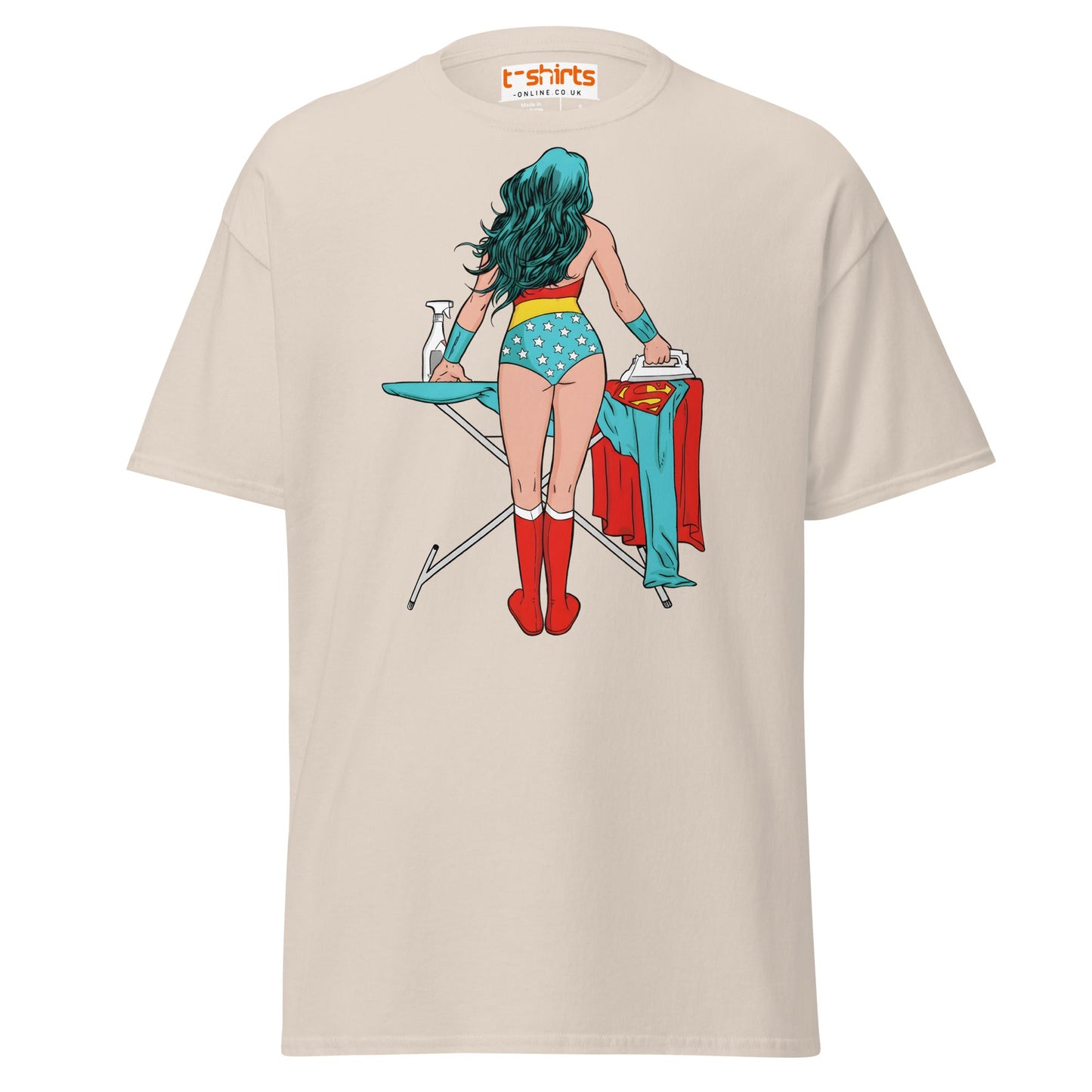 Superhero Ironing T-Shirt – Funny Retro Comic Tee - Natural - T-Shirts Online