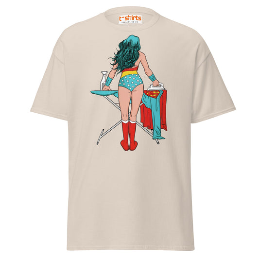Superhero Ironing T-Shirt – Funny Retro Comic Tee - Natural - T-Shirts Online