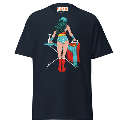 Superhero Ironing T-Shirt – Funny Retro Comic Tee - Navy - T-Shirts Online