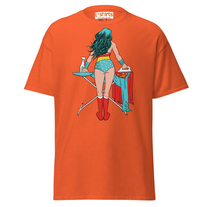 Superhero Ironing T-Shirt – Funny Retro Comic Tee - Orange - T-Shirts Online