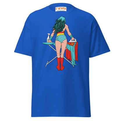 Superhero Ironing T-Shirt – Funny Retro Comic Tee - Royal - T-Shirts Online