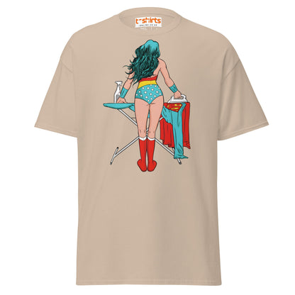 Superhero Ironing T-Shirt – Funny Retro Comic Tee - Sand - T-Shirts Online