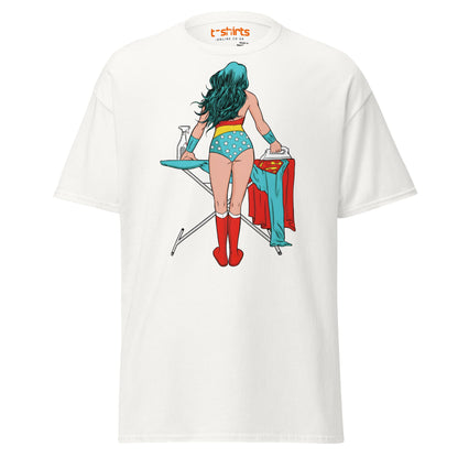 Superhero Ironing T-Shirt – Funny Retro Comic Tee - White - T-Shirts Online