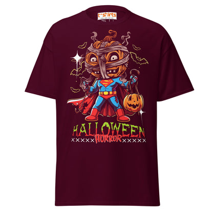Superman Halloween T-Shirt – Funny Pumpkin Parody Tee - Maroon - T-Shirts Online