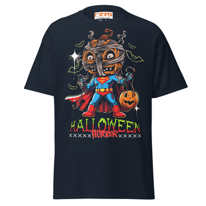 Superman Halloween T-Shirt – Funny Pumpkin Parody Tee - Navy - T-Shirts Online