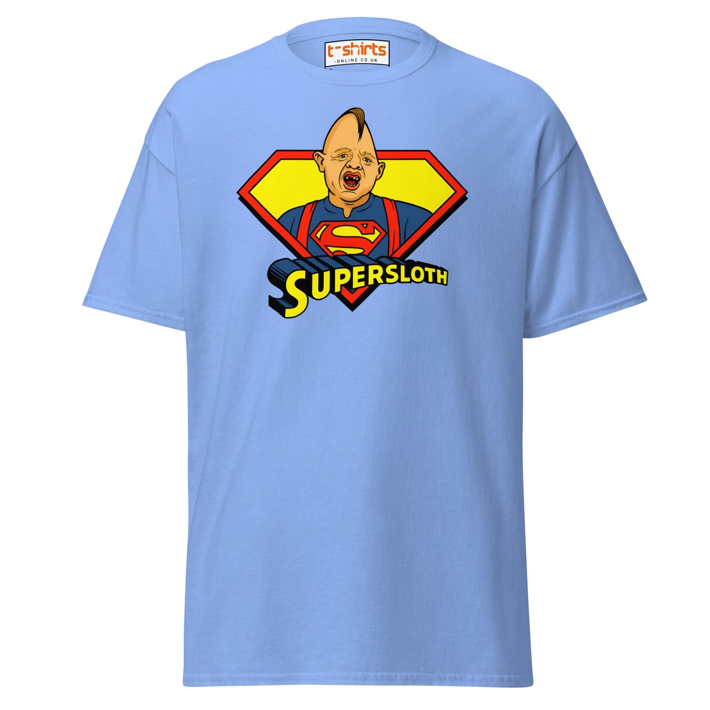 Supersloth Parody T-Shirt for Retro Movie Fans - Carolina Blue - T-Shirts Online