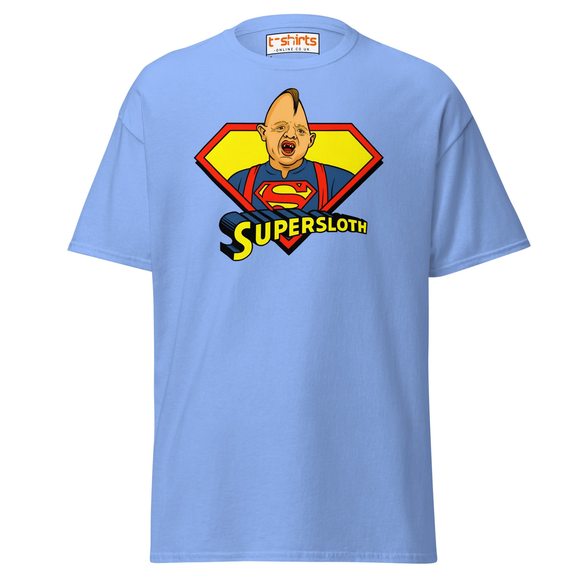 Supersloth Parody T-Shirt for Retro Movie Fans - Carolina Blue - T-Shirts Online