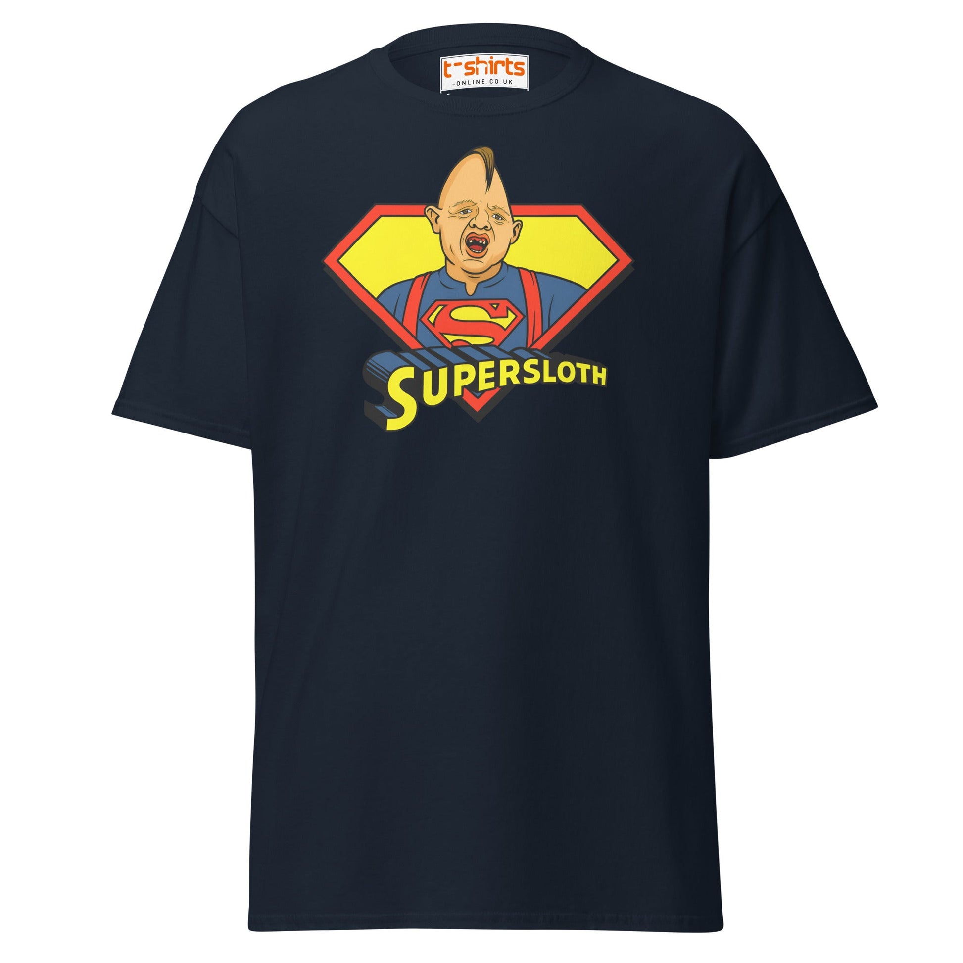 Supersloth Parody T-Shirt for Retro Movie Fans - Navy - T-Shirts Online