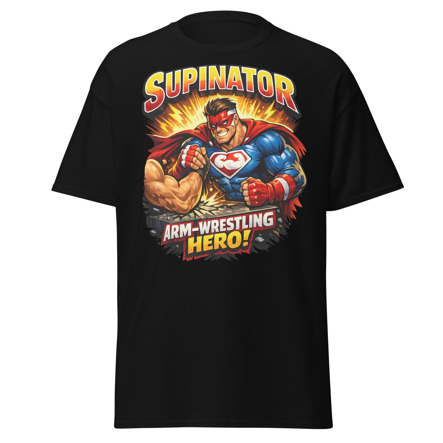 Supinator Arm - Wrestling Hero T-Shirt | Pro Strength Tee - Black - T-Shirts Online
