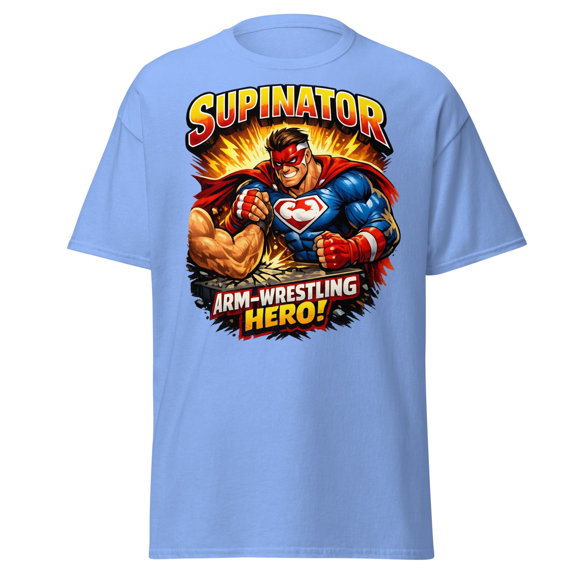 Supinator Arm - Wrestling Hero T-Shirt | Pro Strength Tee - Carolina Blue - T-Shirts Online