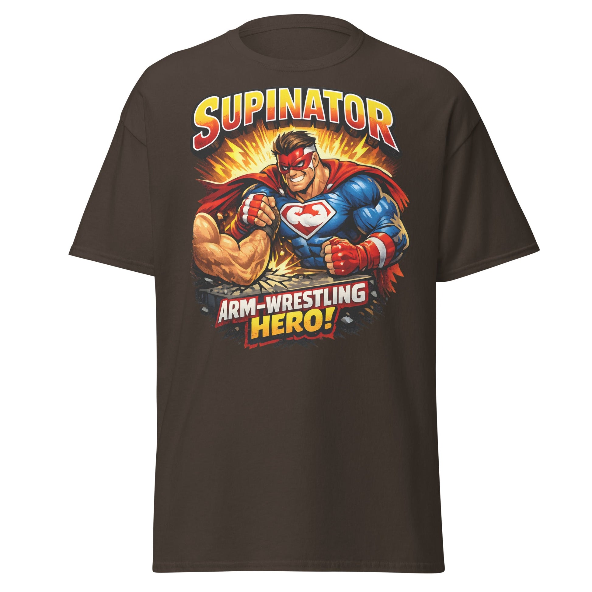 Supinator Arm - Wrestling Hero T-Shirt | Pro Strength Tee - Dark Chocolate - T-Shirts Online
