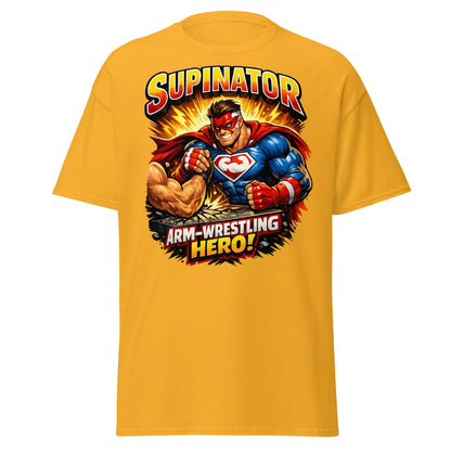Supinator Arm - Wrestling Hero T-Shirt | Pro Strength Tee - Gold - T-Shirts Online