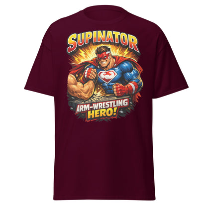 Supinator Arm - Wrestling Hero T-Shirt | Pro Strength Tee - Maroon - T-Shirts Online