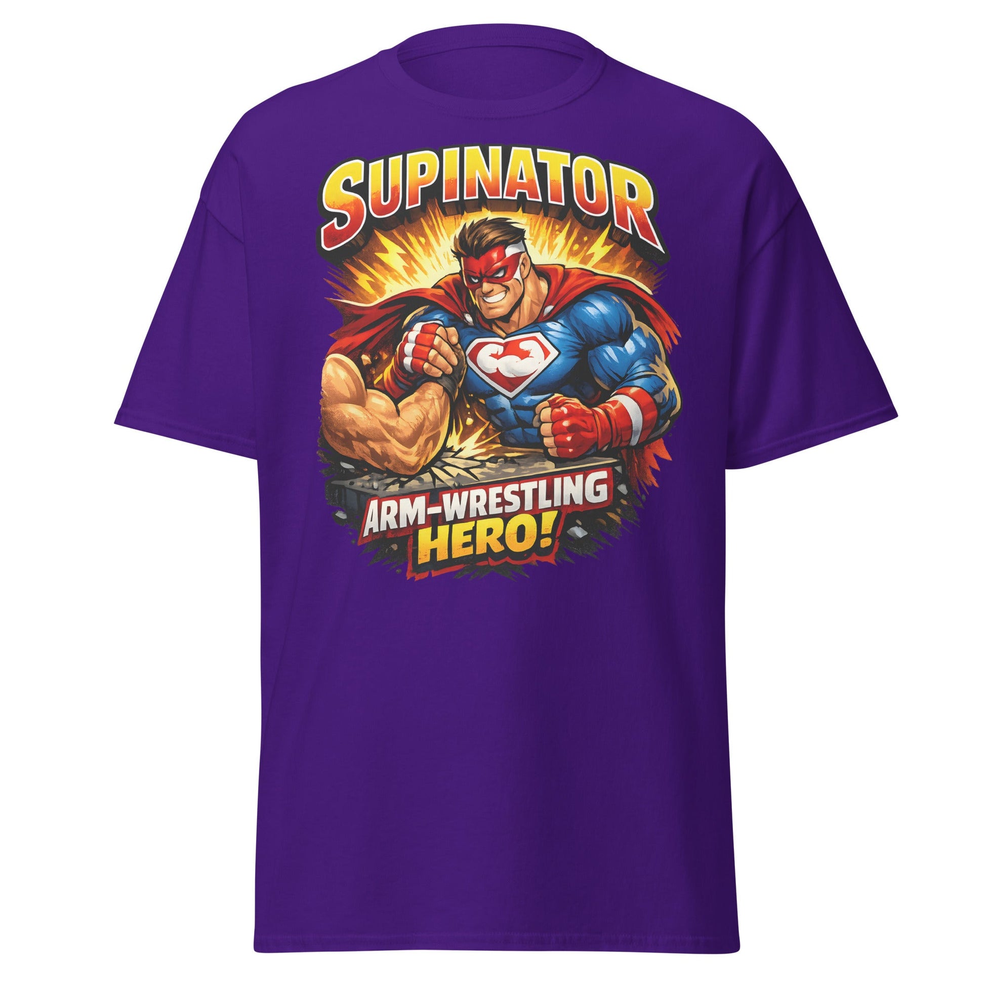 Supinator Arm - Wrestling Hero T-Shirt | Pro Strength Tee - Purple - T-Shirts Online
