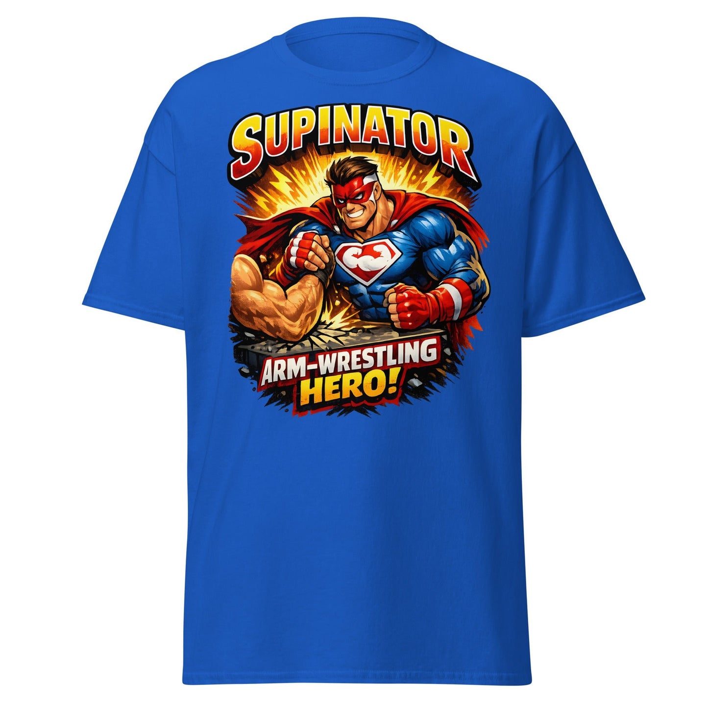 Supinator Arm - Wrestling Hero T-Shirt | Pro Strength Tee - Royal - T-Shirts Online