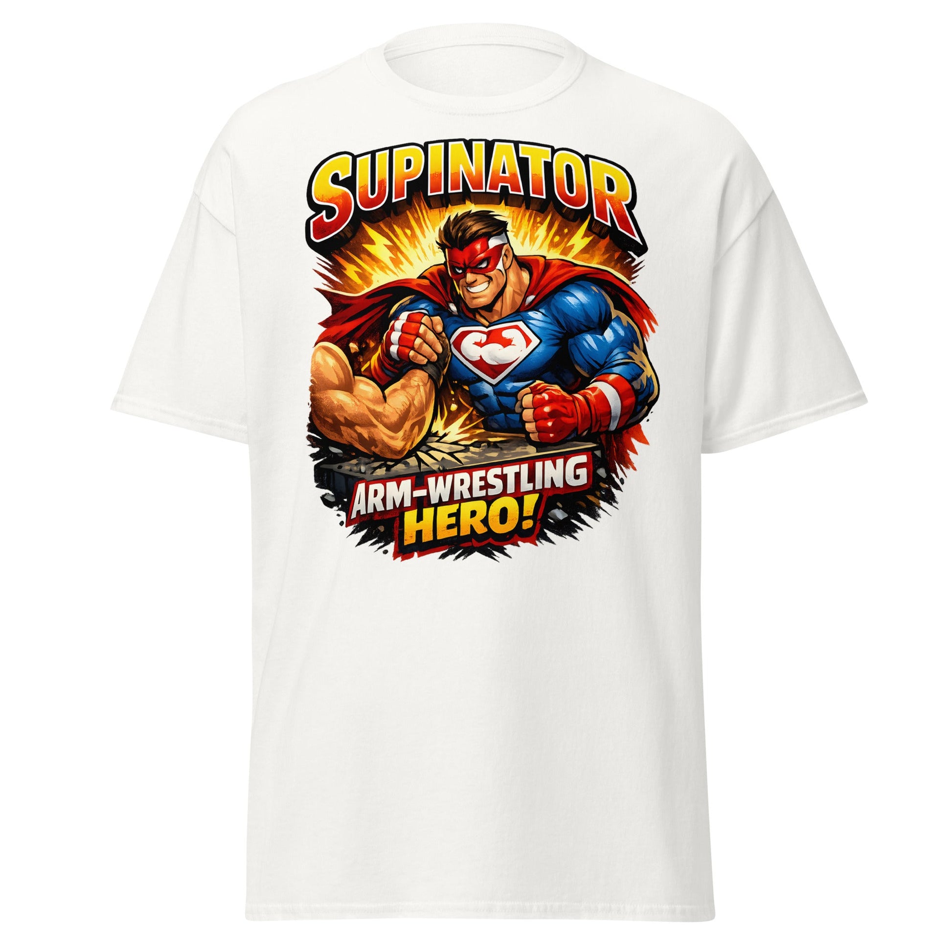 Supinator Arm - Wrestling Hero T-Shirt | Pro Strength Tee - White - T-Shirts Online
