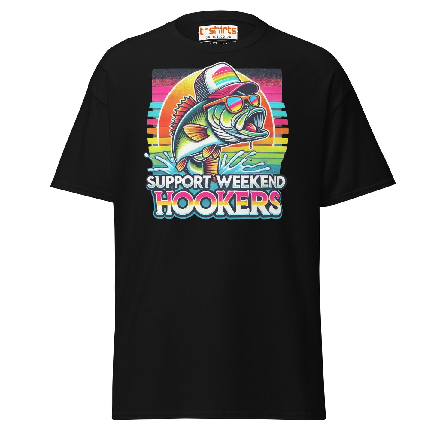 Support Weekend Hookers T-Shirt | Funny Fishing Tee - Black - T-Shirts Online