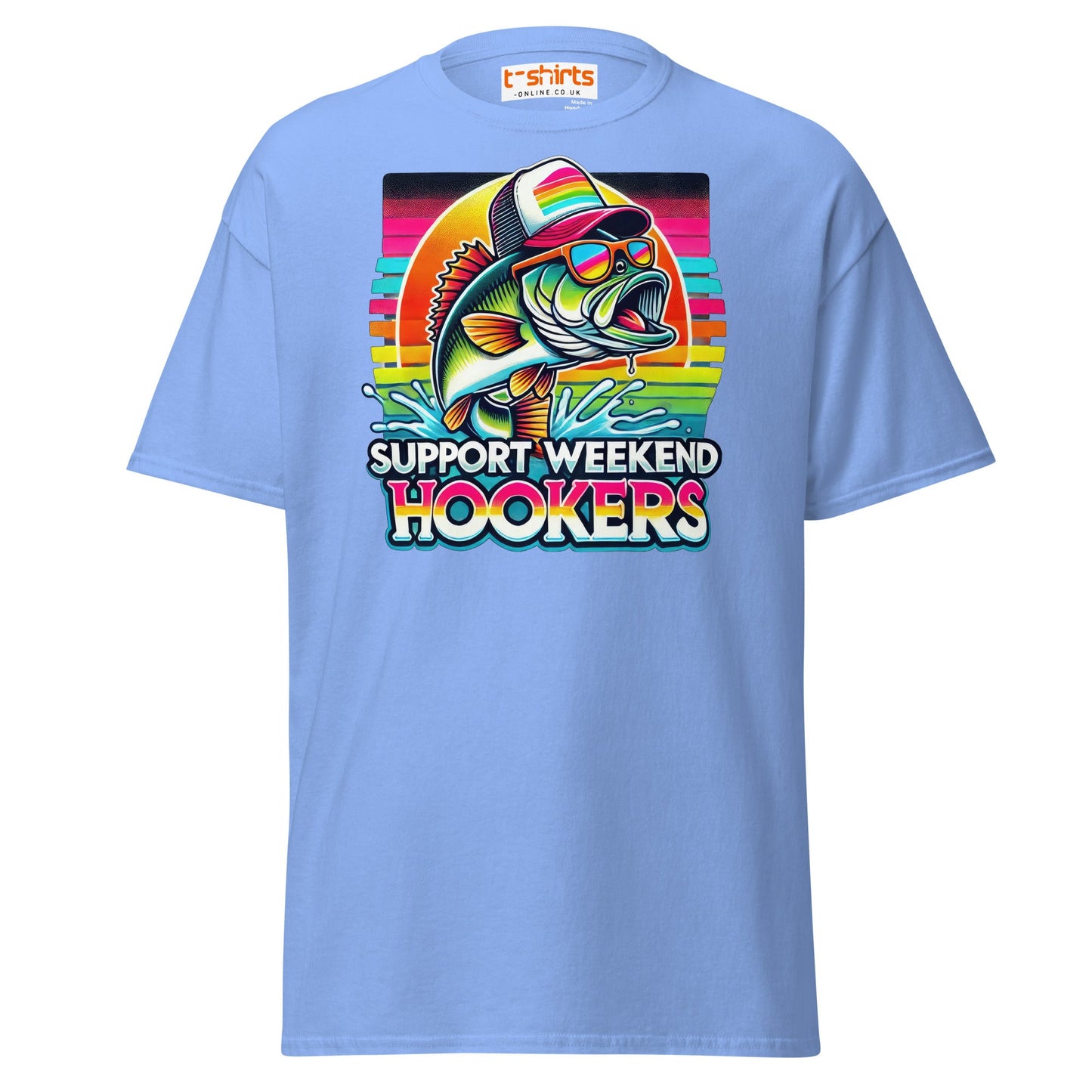 Support Weekend Hookers T-Shirt | Funny Fishing Tee - Carolina Blue - T-Shirts Online