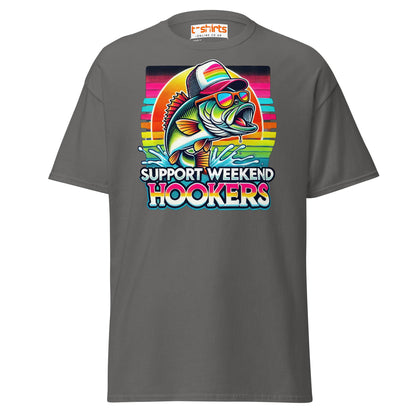 Support Weekend Hookers T-Shirt | Funny Fishing Tee - Charcoal - T-Shirts Online