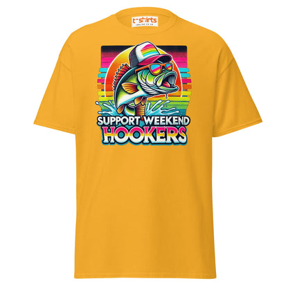 Support Weekend Hookers T-Shirt | Funny Fishing Tee - Gold - T-Shirts Online
