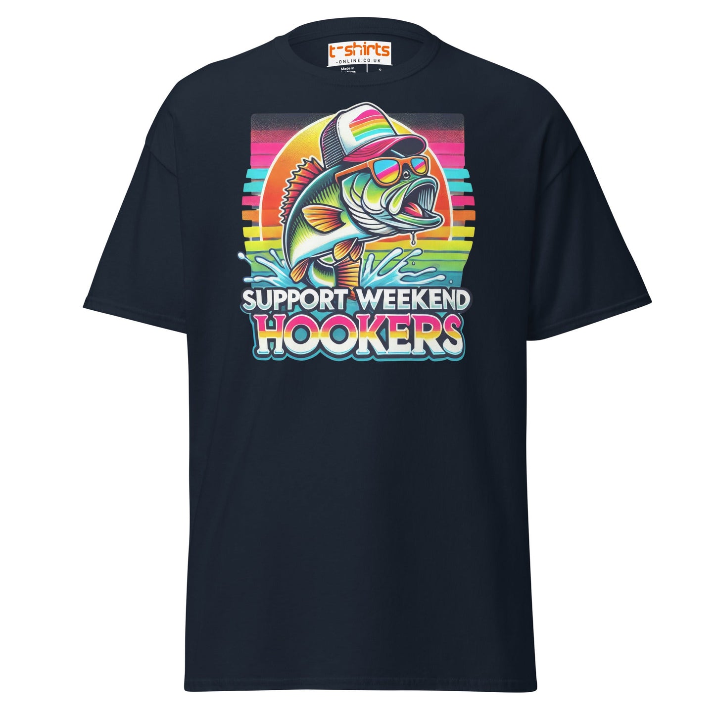 Support Weekend Hookers T-Shirt | Funny Fishing Tee - Navy - T-Shirts Online
