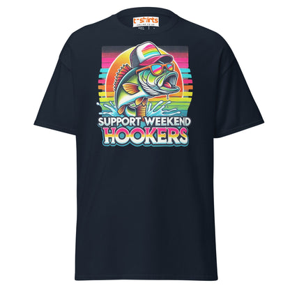 Support Weekend Hookers T-Shirt | Funny Fishing Tee - Navy - T-Shirts Online