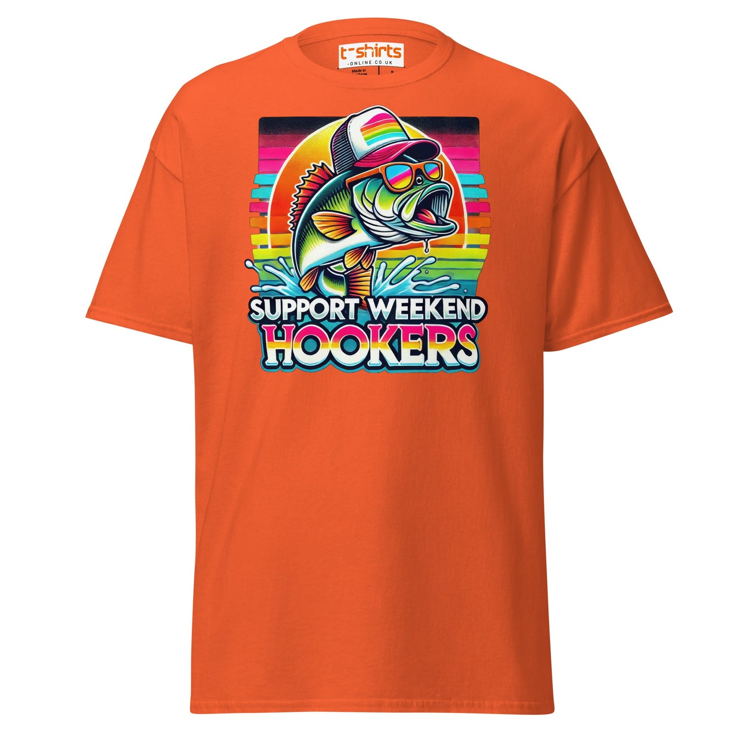 Support Weekend Hookers T-Shirt | Funny Fishing Tee - Orange - T-Shirts Online