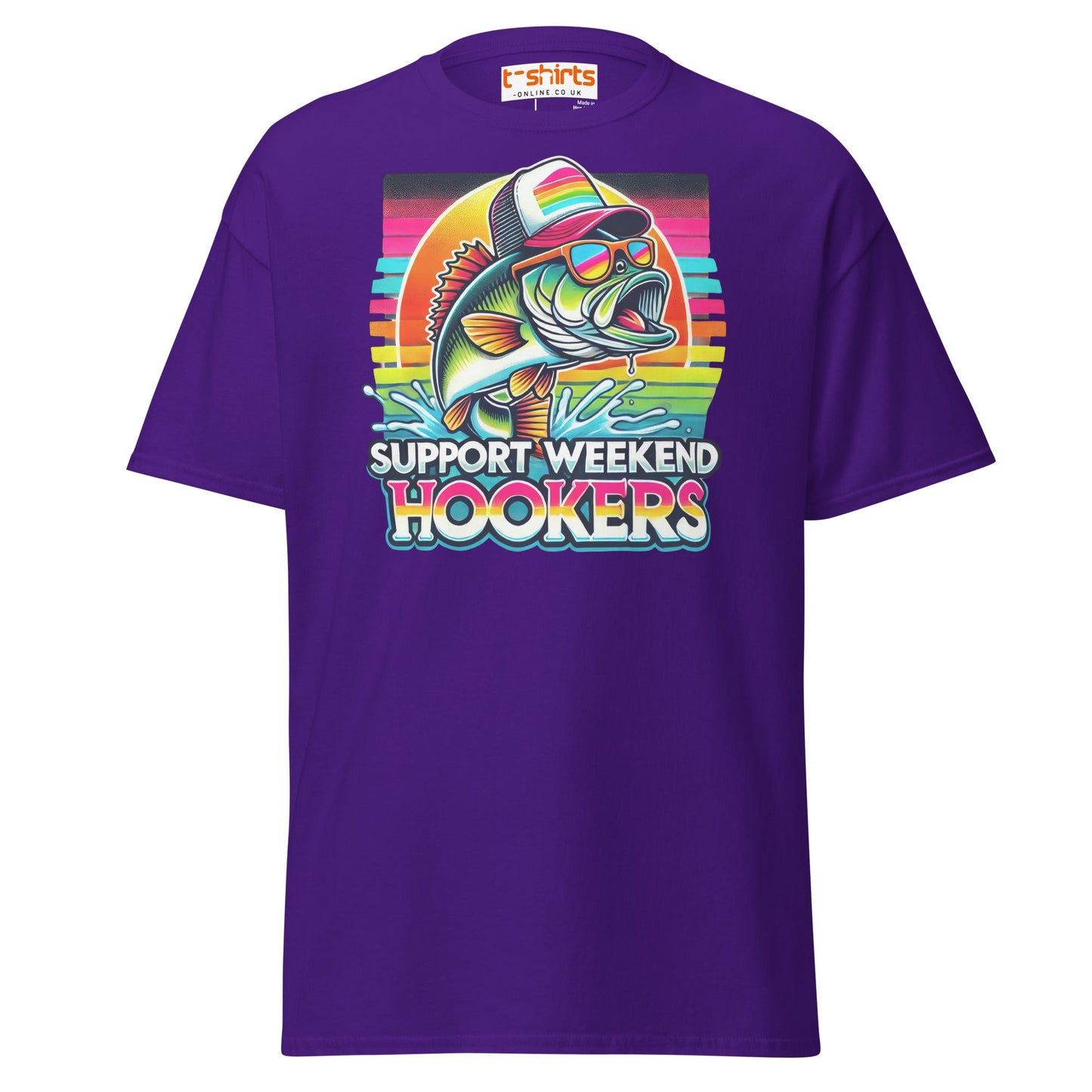 Support Weekend Hookers T-Shirt | Funny Fishing Tee - Purple - T-Shirts Online