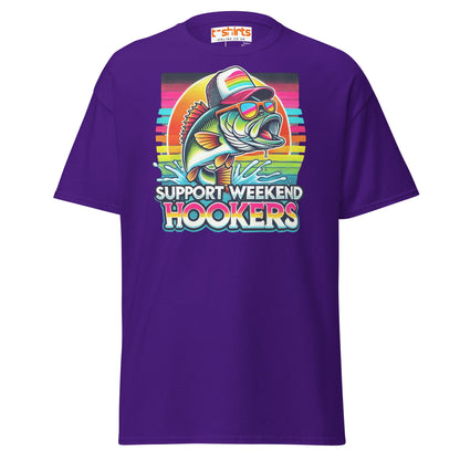 Support Weekend Hookers T-Shirt | Funny Fishing Tee - Purple - T-Shirts Online