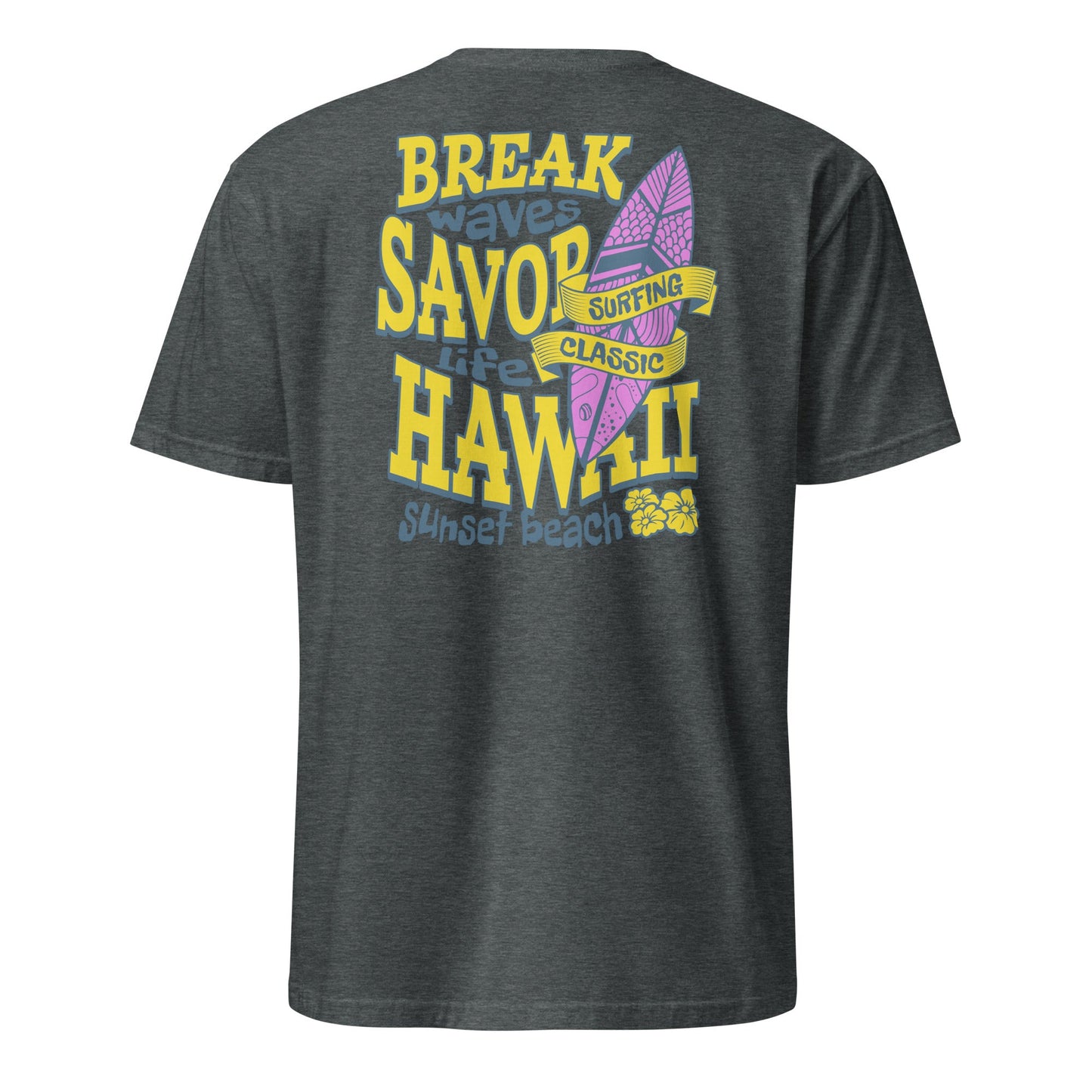 Surf Beach T-Shirt | Summertime Surf Tee - Dark Heather - T-Shirts Online