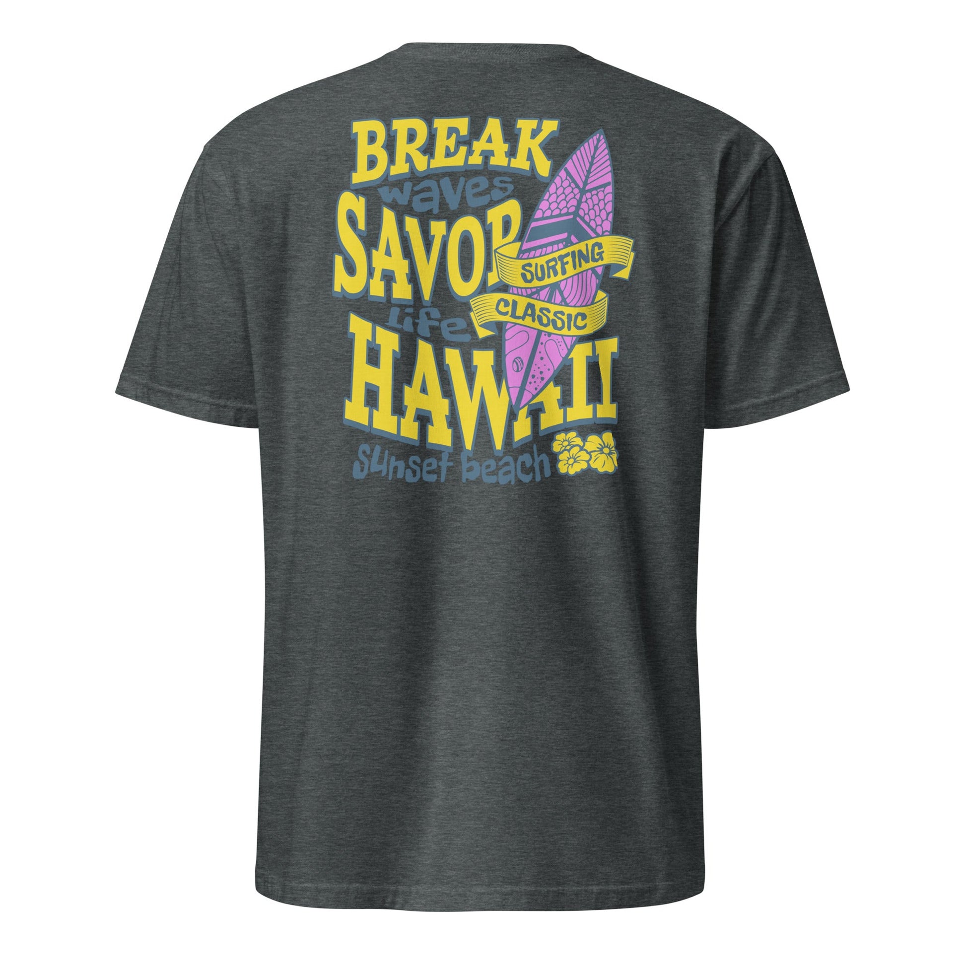 Surf Beach T-Shirt | Summertime Surf Tee - Dark Heather - T-Shirts Online