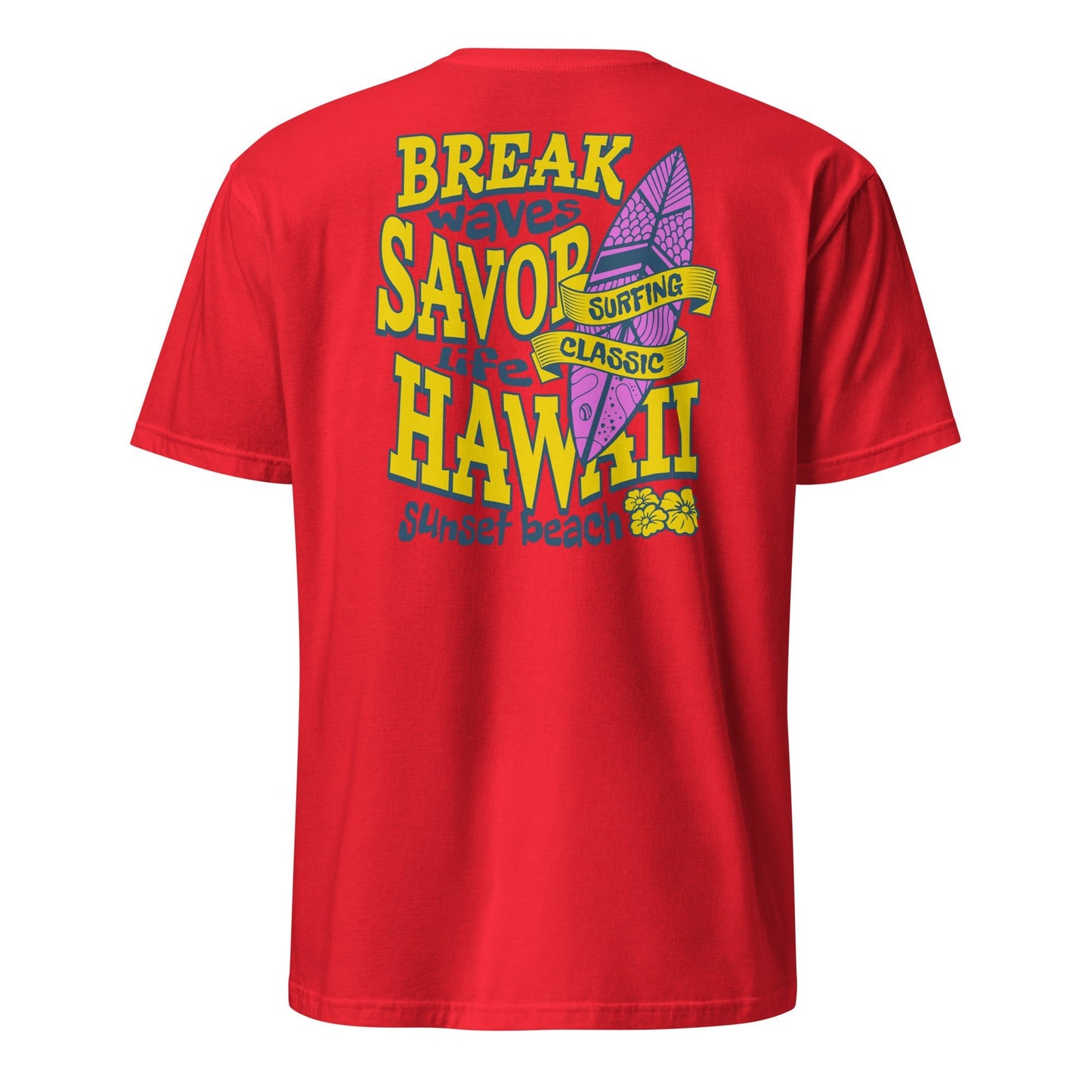 Surf Beach T-Shirt | Summertime Surf Tee - Red - T-Shirts Online
