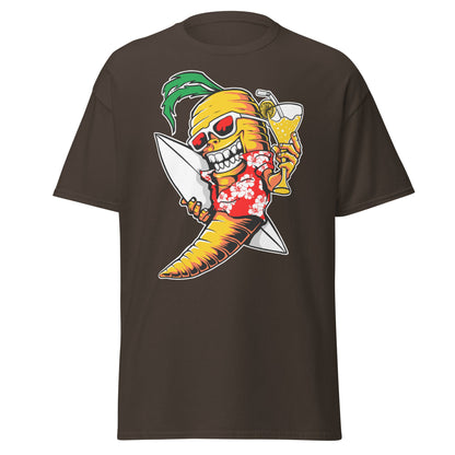 Surfing Carrot Skull T-Shirt – Tropical Party Surf Tee - Dark Chocolate - T-Shirts Online
