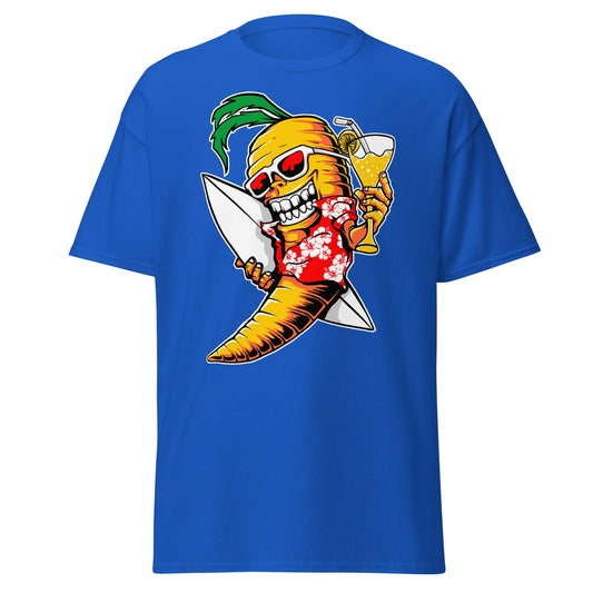 Surfing Carrot Skull T-Shirt – Tropical Party Surf Tee - Royal - T-Shirts Online