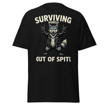 Surviving Purely Out of Spite Wolf T-Shirt - Black - T-Shirts Online