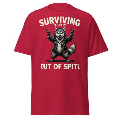 Surviving Purely Out of Spite Wolf T-Shirt - Cardinal - T-Shirts Online