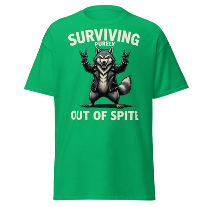 Surviving Purely Out of Spite Wolf T-Shirt - Irish Green - T-Shirts Online