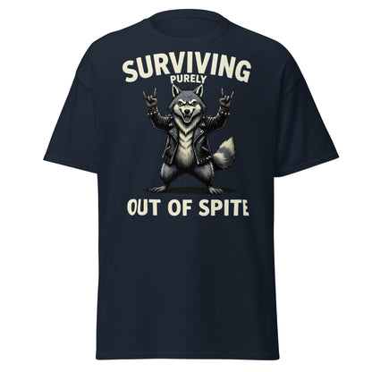 Surviving Purely Out of Spite Wolf T-Shirt - Navy - T-Shirts Online