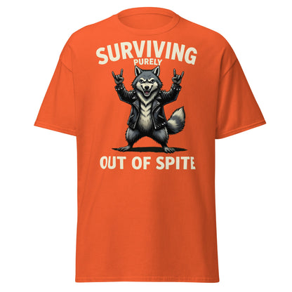 Surviving Purely Out of Spite Wolf T-Shirt - Orange - T-Shirts Online