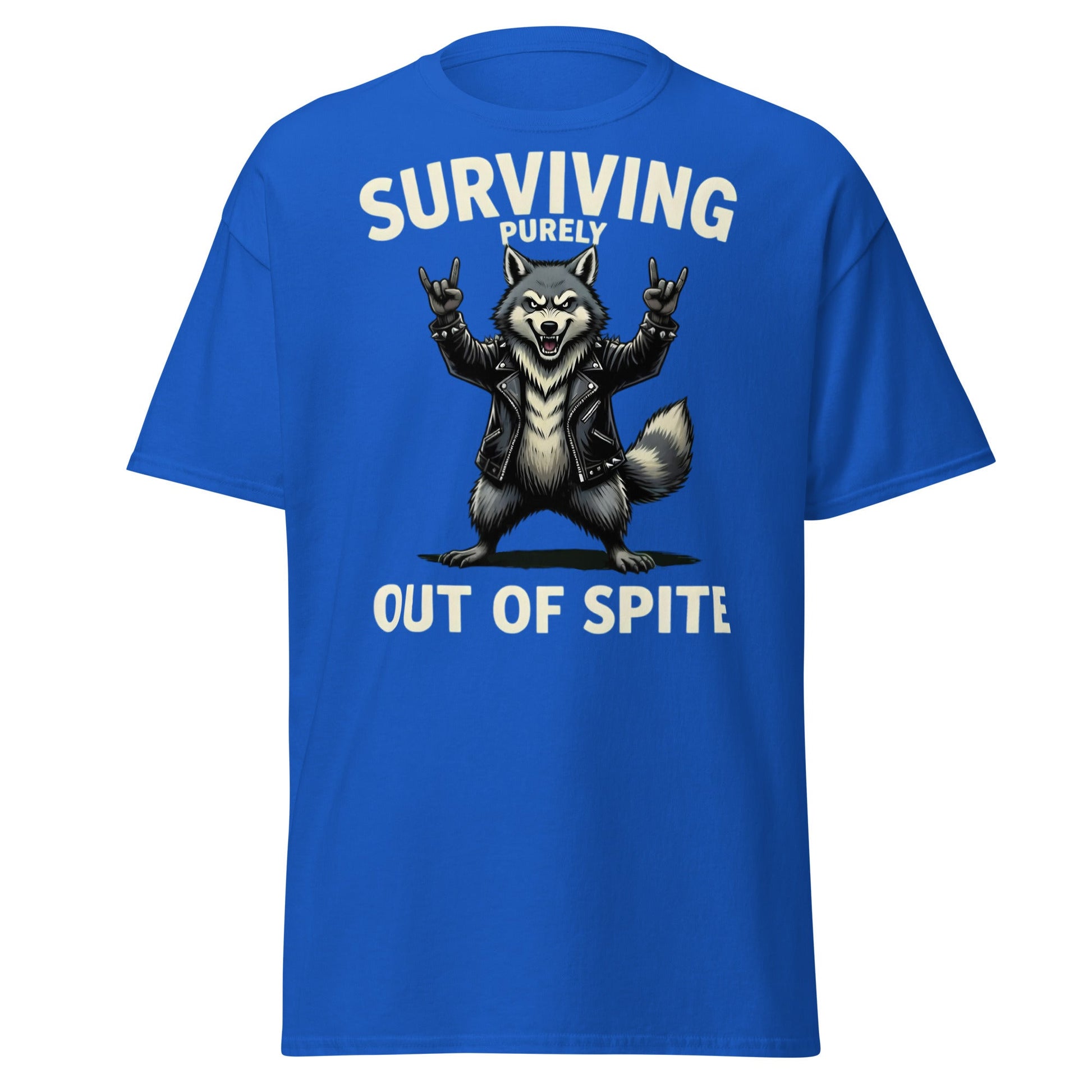 Surviving Purely Out of Spite Wolf T-Shirt - Royal - T-Shirts Online