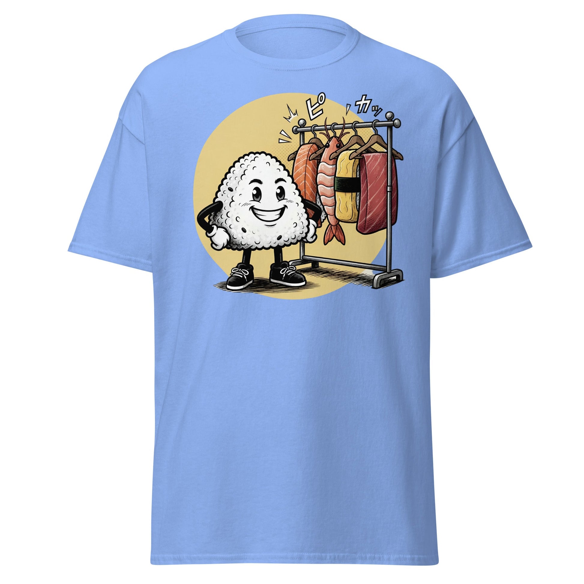Sushi Fashion Rice Ball T-Shirt – Funny Cartoon Sushi Tee - Carolina Blue - T-Shirts Online