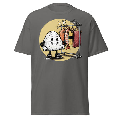 Sushi Fashion Rice Ball T-Shirt – Funny Cartoon Sushi Tee - Charcoal - T-Shirts Online