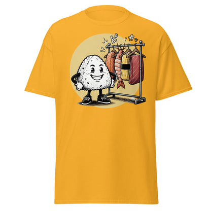 Sushi Fashion Rice Ball T-Shirt – Funny Cartoon Sushi Tee - Gold - T-Shirts Online