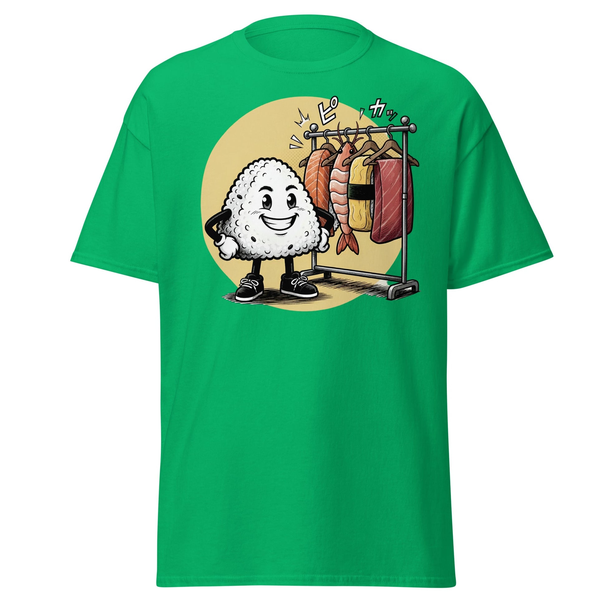 Sushi Fashion Rice Ball T-Shirt – Funny Cartoon Sushi Tee - Irish Green - T-Shirts Online