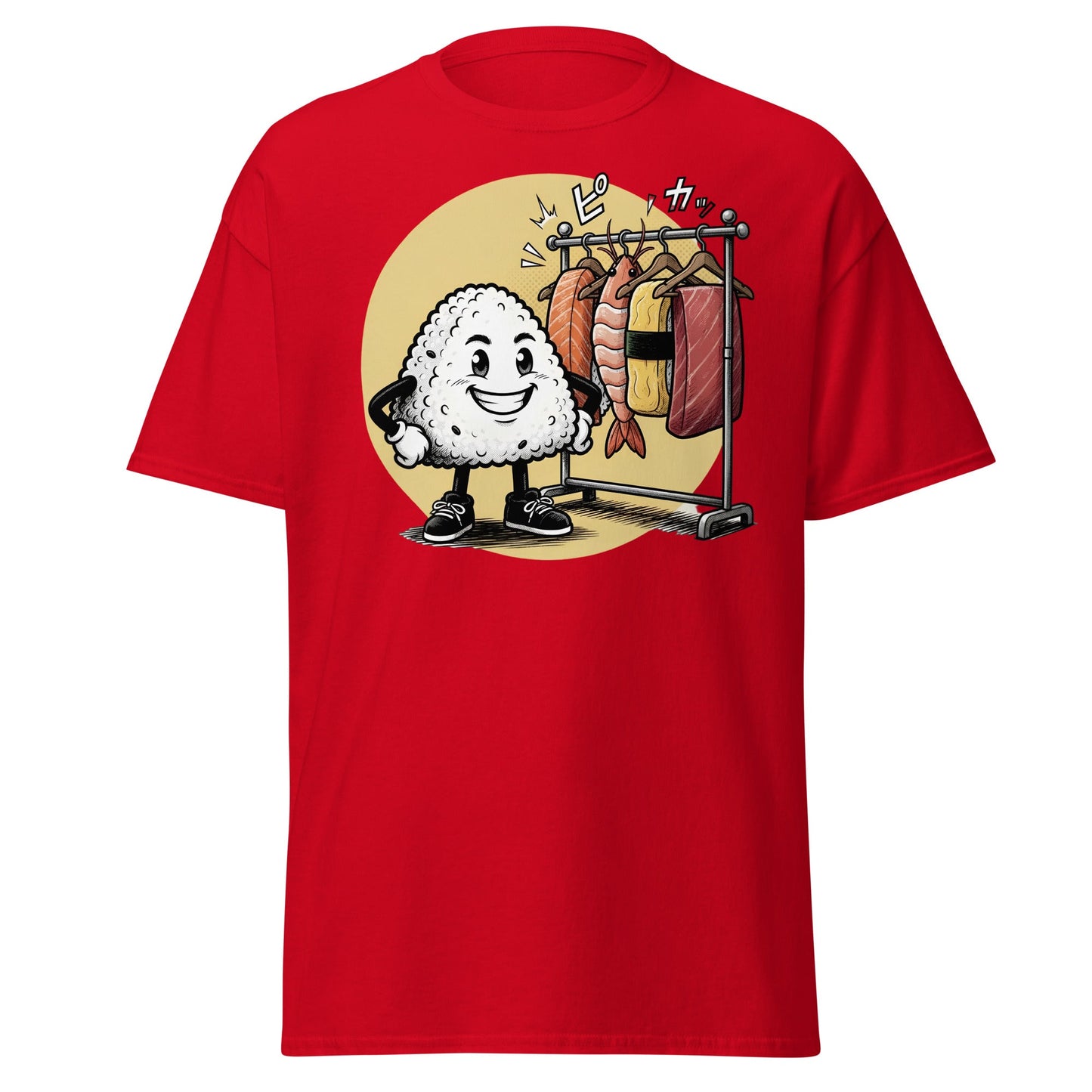 Sushi Fashion Rice Ball T-Shirt – Funny Cartoon Sushi Tee - Red - T-Shirts Online