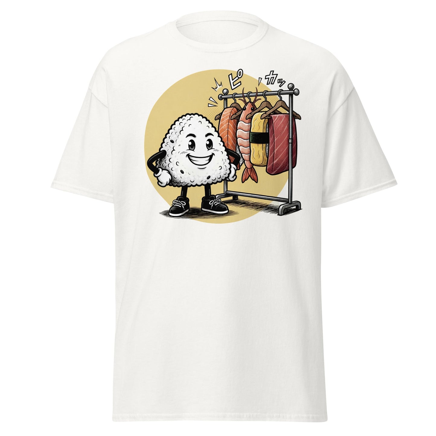 Sushi Fashion Rice Ball T-Shirt – Funny Cartoon Sushi Tee - White - T-Shirts Online